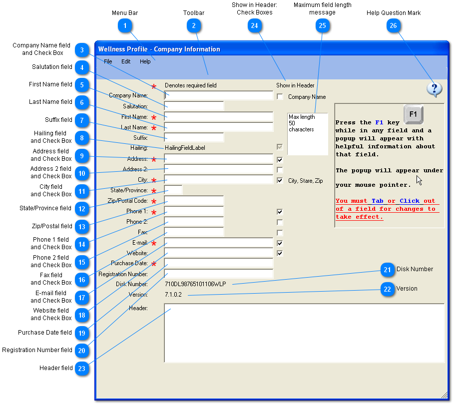 Company Information window